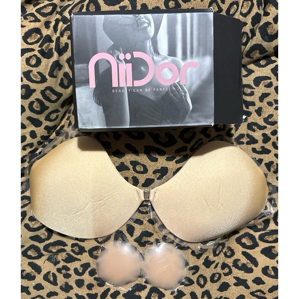NEW Nidor Backless Strapless Reusable Adhesive Push-up Bra in Nude, C Cup